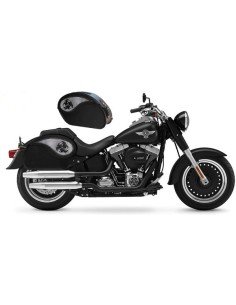 ALFORJAS RIGIDAS PIEL VENDETTA TRIBAL ASPAS PARA SOFTAIL FAT BOY SPECIALH.D