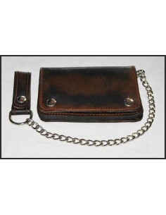CARTERA OLD RAT MARRON PIEL ENVEJECIDA CON CADENA PARA CINTURÓN