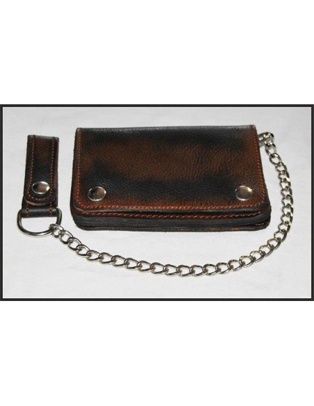 CARTERA OLD RAT MARRON PIEL ENVEJECIDA CON CADENA PARA CINTURÓN