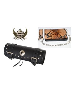 CONJUNTO DE RULO MEDIANO Y CARTERA PITON BIKER PIEL