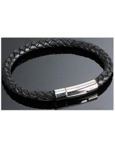 PULSERA CUERO Y ACERO INOXIDABLE
