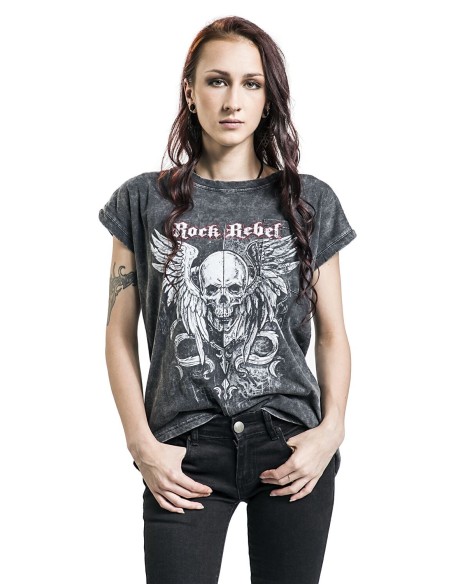 CAMISETA SKULL WINGS ROCK REBEL