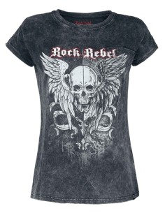 CAMISETA SKULL WINGS ROCK REBEL para Camisetas Chica