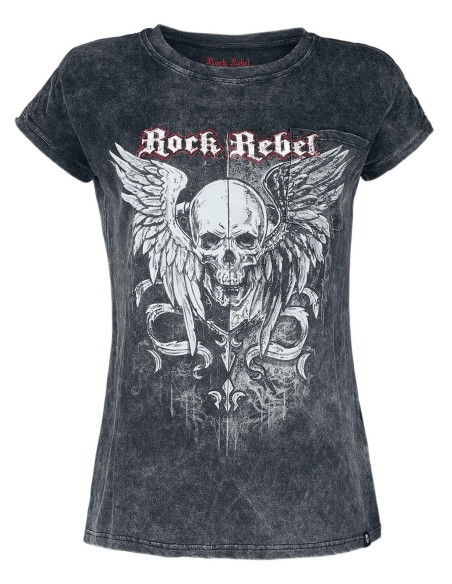 CAMISETA SKULL WINGS ROCK REBEL para Camisetas Chica