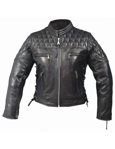 CHAQUETA MOTO PIEL CHICA DIAMOND