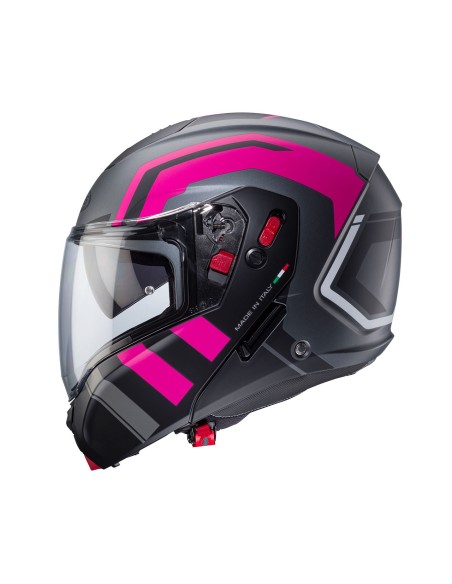 CASCO MODULAR CABERG HORUS X ROAD GUN METAL- NEGRO - FUCSIA