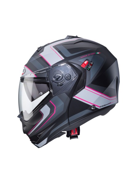 CASCO MODULAR CABERG DUKE X TOUR NEGRO-ANTRACITA- FUCSIA-PLATA