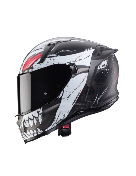 CASCO INTEGRAL CABERG AVALON X PUNK NEGRO MATE- GRIS - ROJO