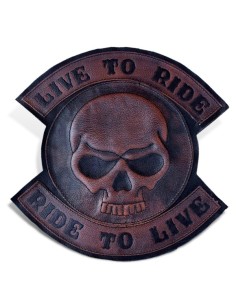 PARCHE DE ESPALDA PIEL LIVE TO RIDE SKULL ROJO