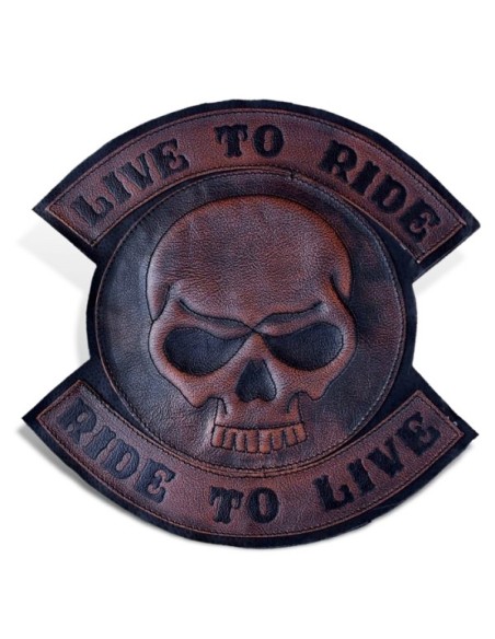 PARCHE DE ESPALDA PIEL LIVE TO RIDE SKULL ROJO