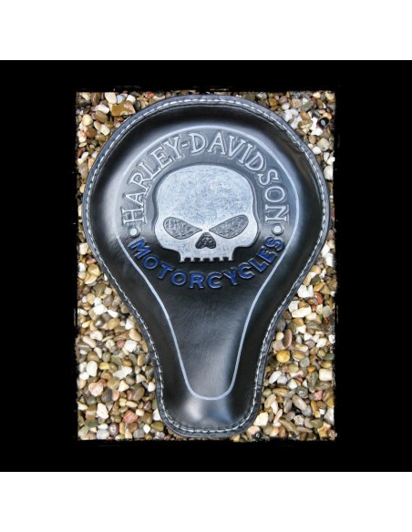 ASIENTO SOLO SKULL IRON BLUE UNIVERSAL HARLEY DAVIDSON NEGRO