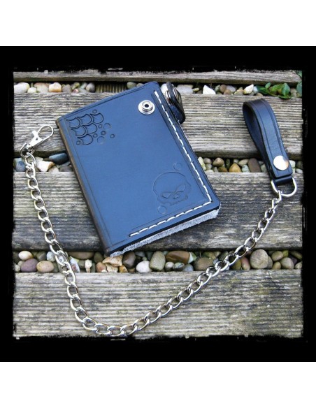 CARTERA MOTERO PIEL BLACK SKULL