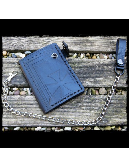 CARTERA MOTERO PIEL BLACK CRUZ