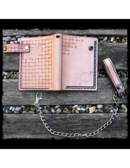 CARTERA MOTERO PIEL NATURAL SKULL