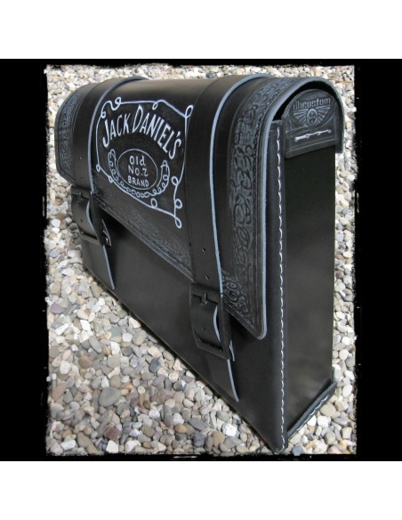 ALFORJA PIEL SEMIRRÍGIDA JACK DANIELS NEGRA UNIVERSAL