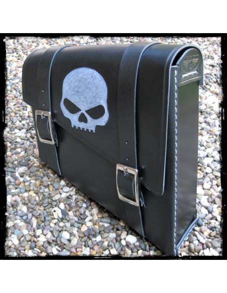 ALFORJA PIEL SEMIRRÍGIDA SKULL BLACK UNIVERSAL