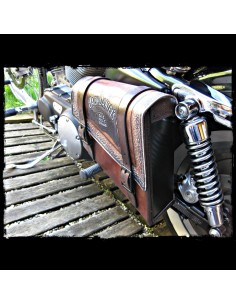 ALFORJA PIEL SEMIRRÍGIDA LEATHER LOGO HD UNIVERSAL