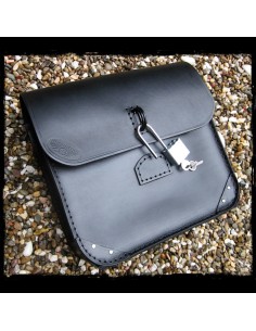 ALFORJA CUERO NEGRO CANDADO UNIVERSAL