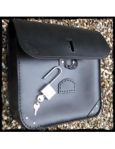 ALFORJA CUERO NEGRO CANDADO UNIVERSAL