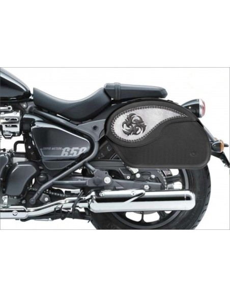 ALFORJAS RIGIDAS PIEL VENDETTA TRIBAL ASPAS PARA SOFTAIL FAT BOY SP...