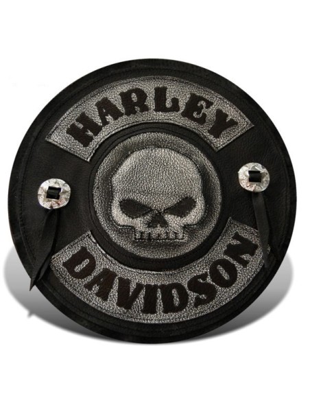 PARCHE DE ESPALDA PIEL HARLEY DAVIDSON SKULL GRIS