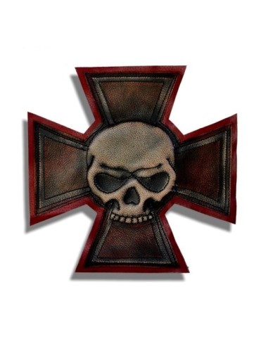 PARCHE DE ESPALDA PIEL CRUZ MALTA SKULL PARCHE DE ESPALDA PIEL CRUZ MALTA SKULL