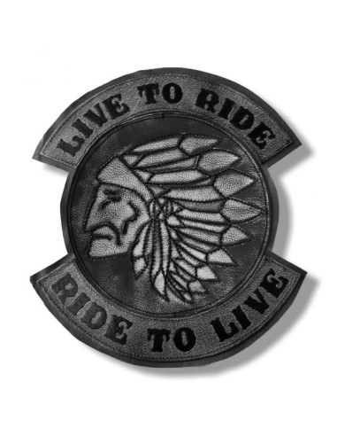 PARCHE DE ESPALDA PIEL LIVE TO RIDE JEFE INDIO GRIS PARCHE DE ESPALDA PIEL LIVE TO RIDE JEFE INDIO GRIS