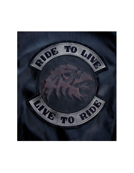 PARCHE DE ESPALDA PIEL LIVE TO RIDE CABEZA ÁGUILA MARRÓN