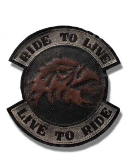 PARCHE DE ESPALDA PIEL LIVE TO RIDE EAGLE HEAD BURDEOS