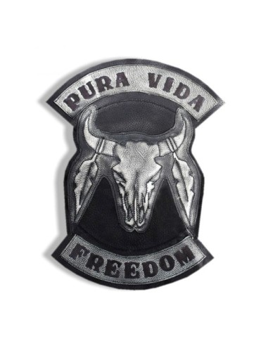 PARCHE DE ESPALDA PIEL PURA VIDA FREEDOM CRANEO TORO
