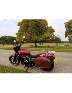 ALFORJAS RIGIDAS VENDETTA GRAN JEFE MARRÓN CUERO SOFTAIL FAT BOY H....