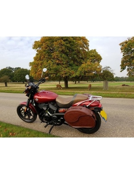 ALFORJAS RIGIDAS VENDETTA GRAN JEFE MARRÓN CUERO SOFTAIL FAT BOY H....