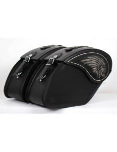 ALFORJAS PIEL RÍGIDAS LEGEND BIG-BOSS VINTAGE GRIS-NEGRO UNIVERSAL