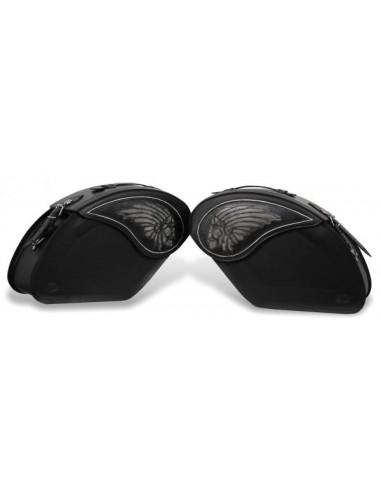 ALFORJAS PIEL RÍGIDAS LEGEND BIG-BOSS VINTAGE GRIS-NEGRO UNIVERSAL