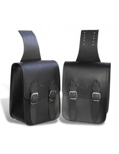 ALFORJAS PIEL GOBI NEGRO PARA YAMAHA VIRAGO 250