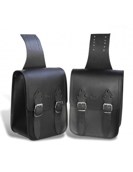 ALFORJAS PIEL GOBI NEGRO PARA YAMAHA VIRAGO 250