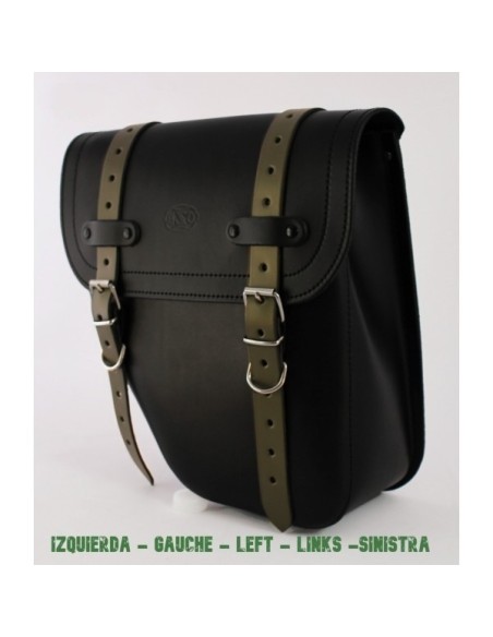 ALFORJA CENTURION NEGRA CORR. VERDES PARA INDIAN SCOUT BOBBER