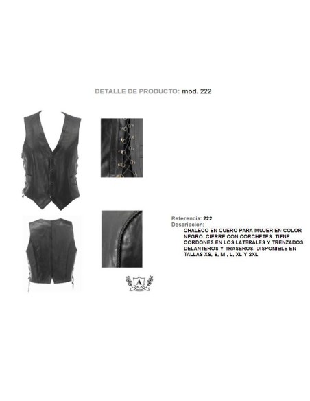 CHALECO PIEL CHICA TRENZADO CON CORDONES