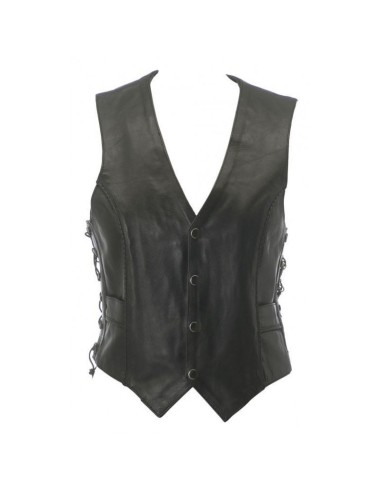 CHALECO PIEL CHICA TRENZADO CON CORDONES