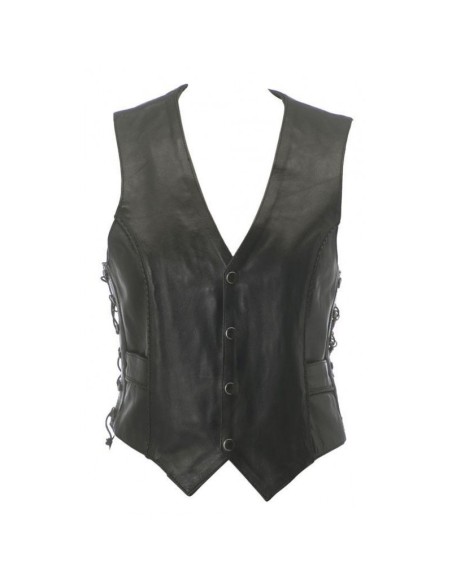 CHALECO PIEL CHICA TRENZADO CON CORDONES