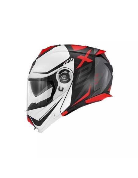CASCO MODULAR X27 DIMENSIÓN NEGRO MT- BLANCO - ROJO