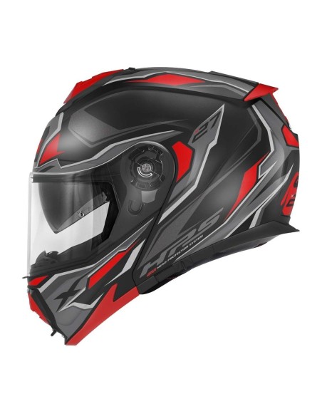 CASCO MODULAR X27 SECTOR  NEGRO MATE - TITANIO - ROJO