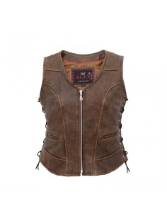 CHALECO PIEL COOPER NAPPA MARRON CHICA ENTALLADO