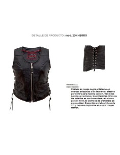 CHALECO PIEL NAPPA NEGRO CHICA ENTALLADO