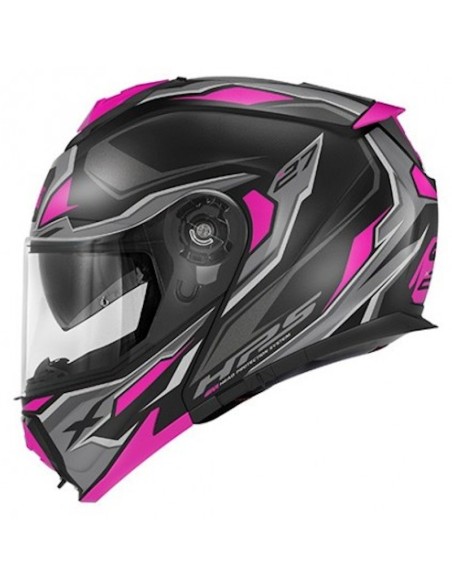 CASCO MODULAR X27 MUJER  SECTOR NEGRO MATE - TITANIO - FUCSIA