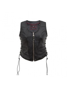CHALECO PIEL NAPPA NEGRO CHICA ENTALLADO
