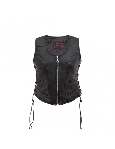 CHALECO PIEL NAPPA NEGRO CHICA ENTALLADO