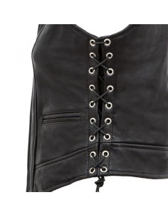 CHALECO PIEL NAPPA NEGRO CHICA ENTALLADO