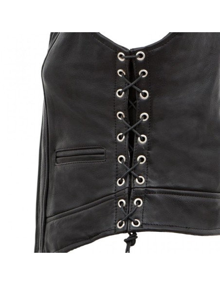 CHALECO PIEL NAPPA NEGRO CHICA ENTALLADO