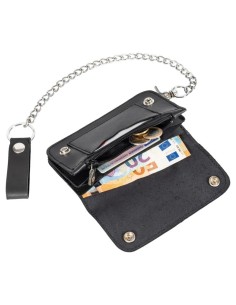 BILLETERA MOTERA 16 X 8,5 CM CON CADENA PARA CINTURÓN PIEL